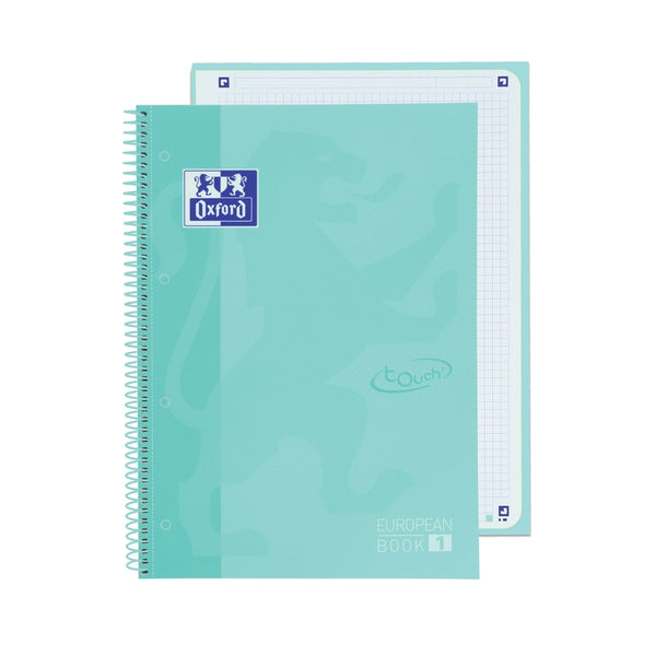 Paq/5 cuaderno espiral a4+ 80h 90g. cuad.5x5 ice mint pastel ebook1 touch