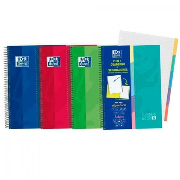 Exp 10 cuaderno espiral a4+ 120h 90g. cuad.5x5 ebook5 hojas con pestañas troqueladas tapa extradura