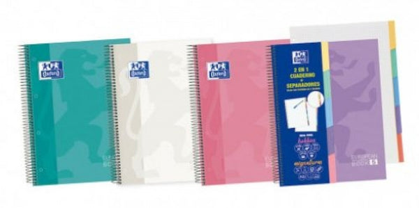 Exp 10 cuaderno espiral a5+ 120h 90g. cuad.5x5 ebook5 hojas con pestañas troqueladas