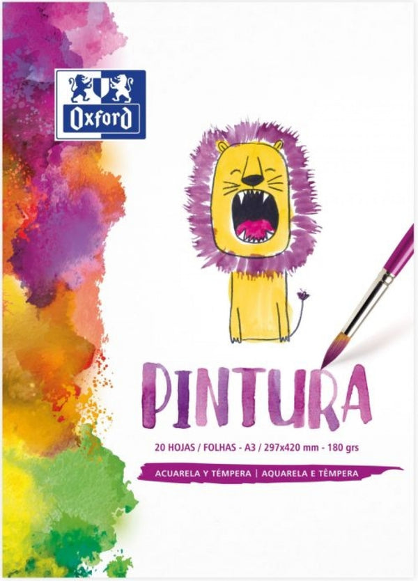 BLOCS ENCOLADOS PINTURA INFANTIL LISO A3 20H 180G. OXFORD