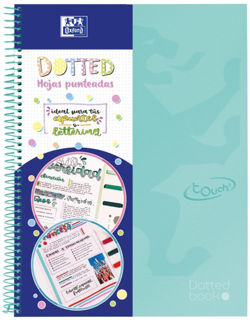 Paq/5 cuaderno espriral a4+ 80h 90g. dots ice mint europeanbook 0 dots