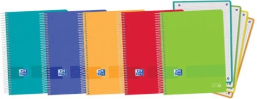 Paq/5 cuaderno espiral a5+ 120hojas 90g. cuadricula 5x5 ebook4 colores surtidos tapa plástico