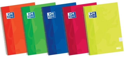 Paq/5 bloc fº 80h 90g pauta cuad.5x5 tapa extradura colores surtidos