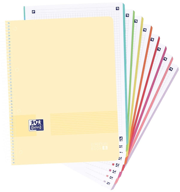 Paq/5 cuaderno espiral a4+ 160h 90g. cuad.5x5 ebook8 live&go colores pastel