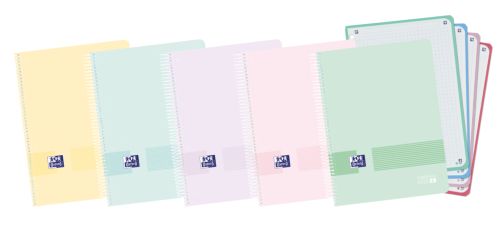 Paq/5 cuaderno espiral A5+ 120hojas 90g. cuadrícula 5x5 ebook4 colores pastel tapa plástico