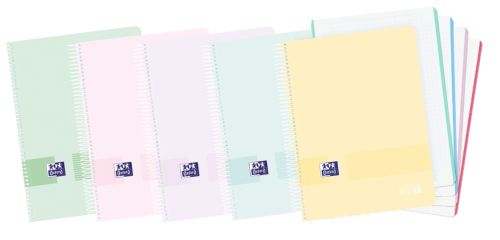 Paq/5 cuaderno espiral a6+ 120h 90g. cuadrícula 5x5 europeanbook4 live&go colores pastel