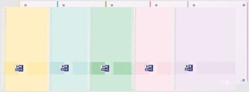 Paq/5 cuaderno espiral a4+ 80h 90g. cuad.5x5 europeanbook1 live &go colores pastel
