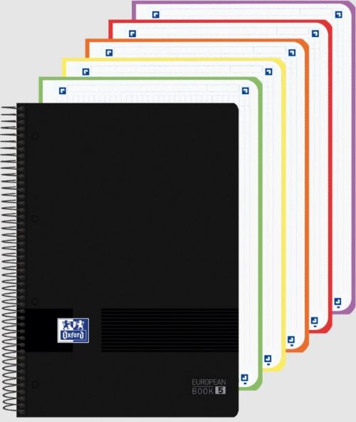 Paq/5 cuaderno espiral a4+ 120h 90g. cuad.5x5 europeanbook5 live &go color negro