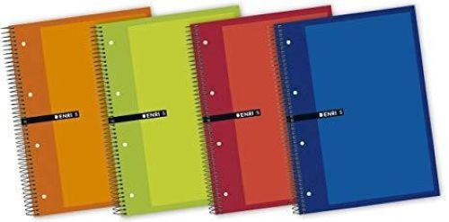 Paq/5 cuaderno espiral microperforado a4 160h 60g. cuad.5x5 multiasignatura colores surtidos