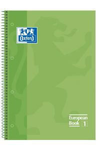 Paq/5 cuaderno espiral europeanbook1 verde a4 80h 90g. cuadricula 5x5mm microperforado
