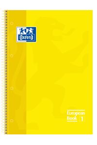 Paq/5 cuaderno espiral europeanbook1 amarillo a4 80h 90g. cuadricula 5x5mm microperforado