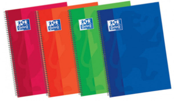 paq/5 cuaderno espiral 4º 80h 90g. cuadricula 4x4 c/m tapa extradura colores surtidos