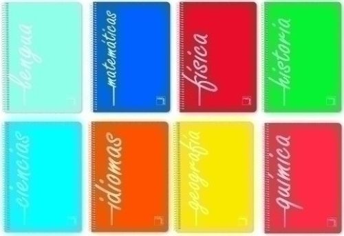 Paq/8 bloc fº 80h 90g 1horizontal c/m asignaturas t.polipropileno