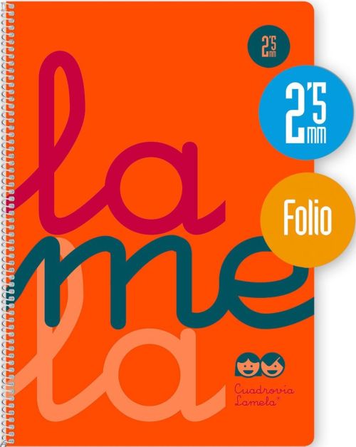 Cuaderno espiral fº 80h 90g 2,5mm naranja cuadrovia polipropileno fluor