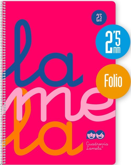 Cuaderno espiral fº 80h 90g 2,5mm rosa cuadrovia polipropileno fluor