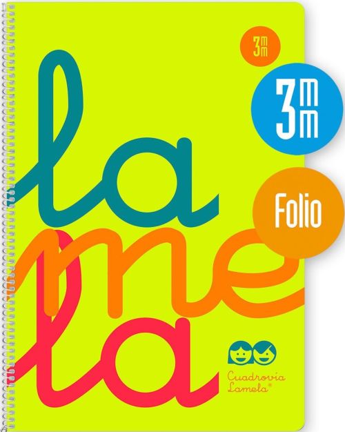 Cuaderno espiral fº 80h 90g 3mm amarillo cuadrovia polipropileno fluor