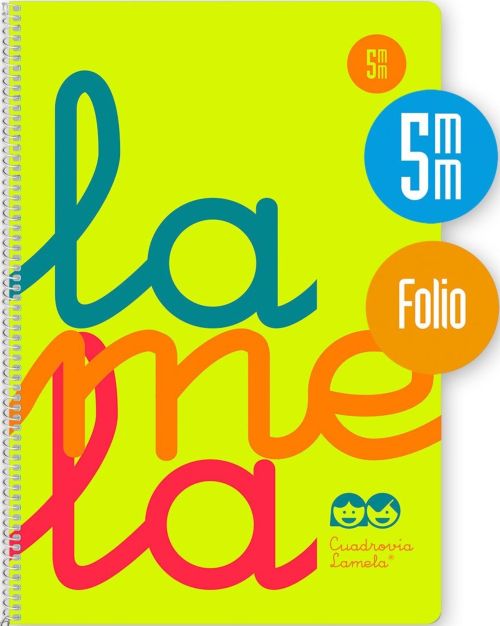 Cuaderno espiral fº 80h 90g 5mm amarillo cuadrovia polipropileno fluor