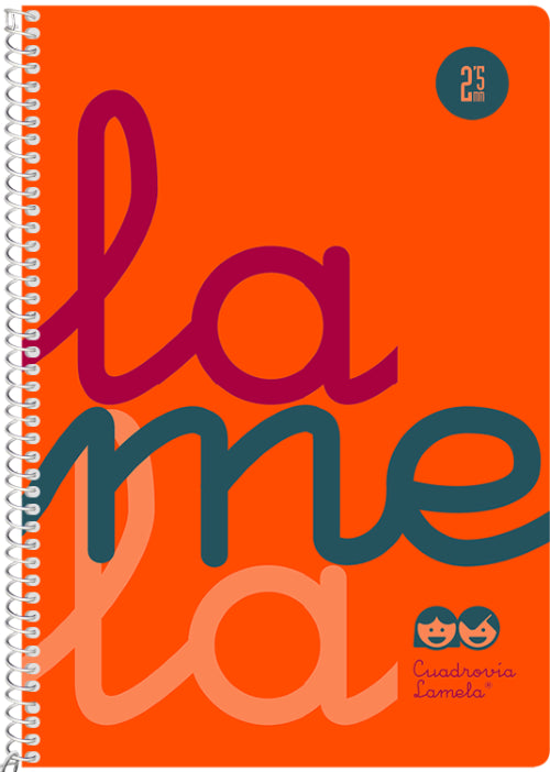 Cuaderno espiral 4º 80 hojas 90g 2,5mm naranja cuadrovia polipropileno flúor