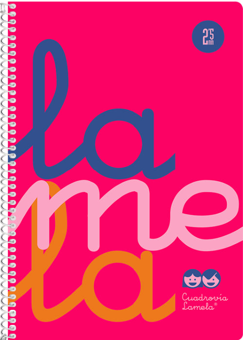 Cuaderno espiral 4º 80 hojas 90g 2,5mm rosa cuadrovia polipropileno flúor