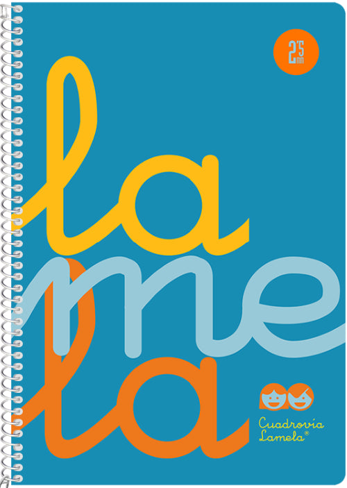 Cuaderno espiral 4º 80 hojas 90g 2,5mm azul cuadrovia polipropileno flúor