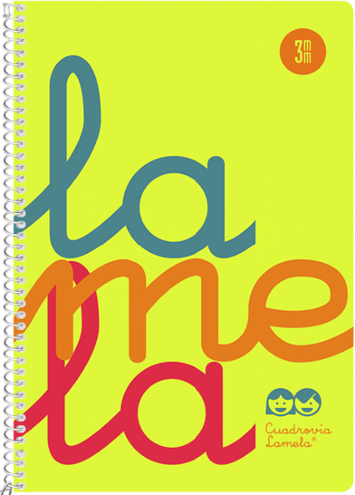 Cuaderno espiral 4º 80 hojas 90g 3mm amarillo cuadrovia polipropileno flúor