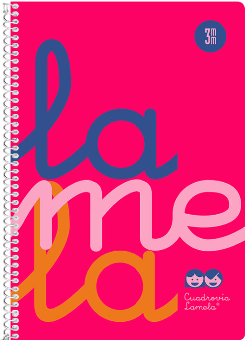 Cuaderno espiral 4º 80 hojas 90g 3mm rosa cuadrovia polipropileno flúor