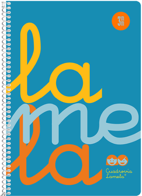 Cuaderno espiral 4º 80 hojas 90g 3mm azul cuadrovia polipropileno flúor