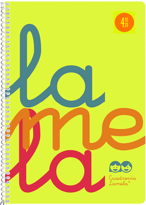 Cuaderno espiral 4º 80 hojas 90g 4mm amarillo cuadrovia polipropileno flúor
