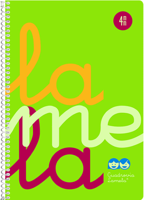 Cuaderno espiral 4º 80 hojas 90g 4mm verde cuadrovia polipropileno flúor