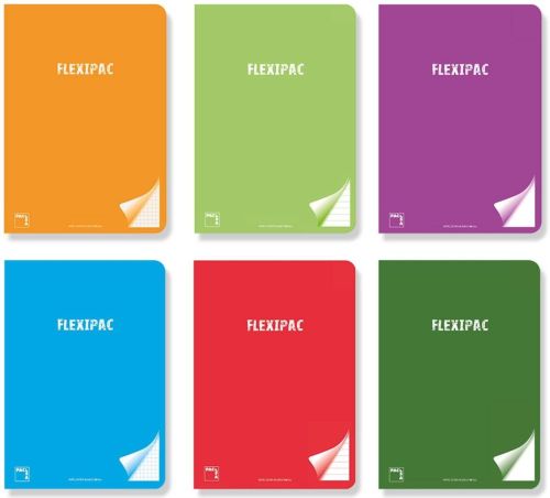 Paq/6 libreta a4 48h 90g liso flexipac tapa plastico colores surtidos