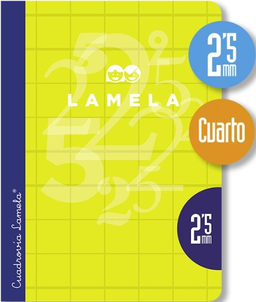 LIBRETA A5 50H 70G CUADROVIA 2.5MM COLORES SURTIDOS