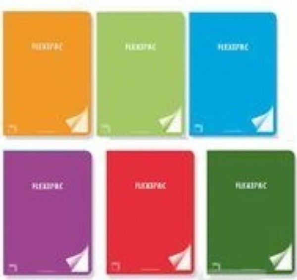 Paq/6 libreta a5+ 48h 90g milimetrado c/m flexipac tapa plastico colores surtidos