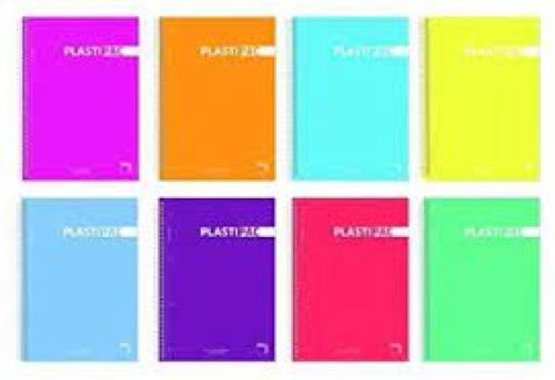 Paq/5 bloc fº 80h 100g cuad.4x4 con margen plastipac lux tapa polipropileno colores surtidos