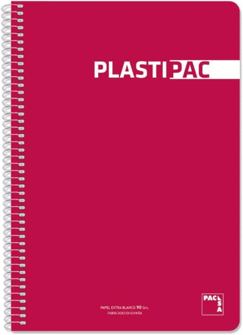 PAQ/5 BLOC Fº 80H 90G CUAD 4X4 PLASTIPAC COLOR ROJO