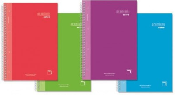 Paq/4 bloc a5 120h 90g cuad.5x5+greca microperforado premium extra tapa extradura