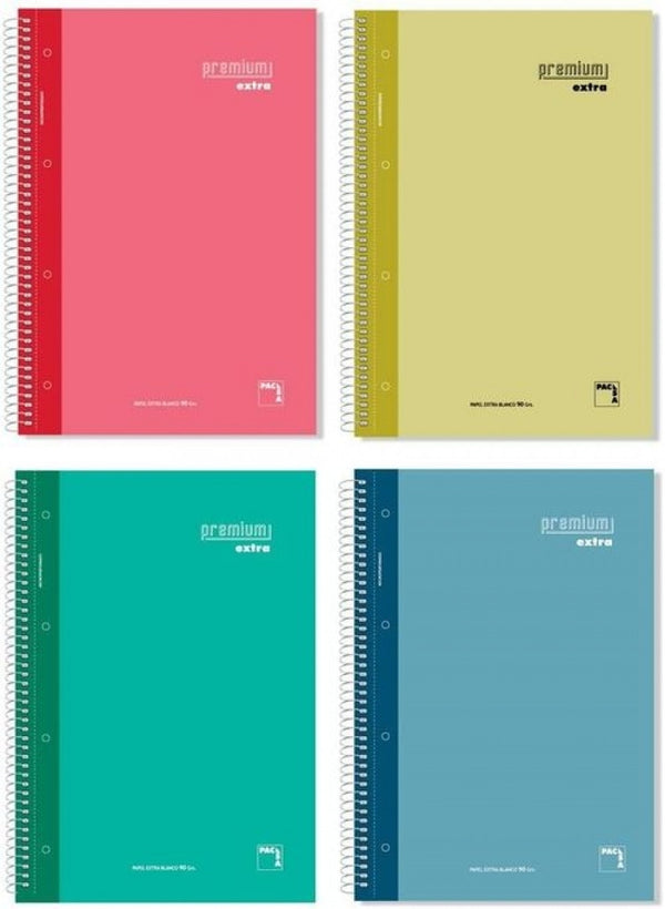 Paq/4 bloc a4 120h 90g cuad.5x5+greca microperforado premium extra tapa extradura