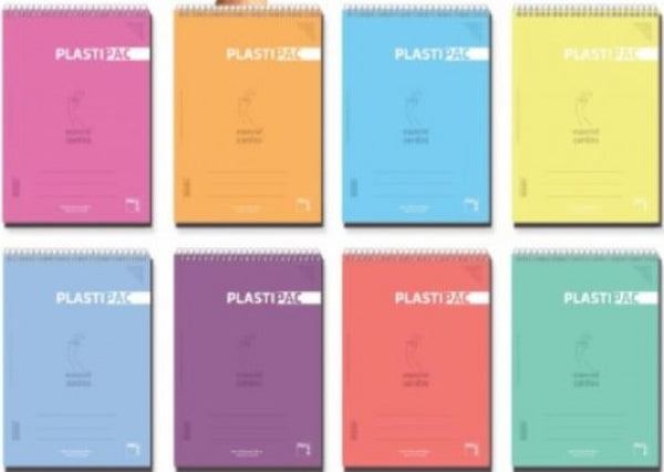 Paq/5 bloc fº 80h 90g cuad.4x4 c/m plastipac especiañ zurdos colores surtidos