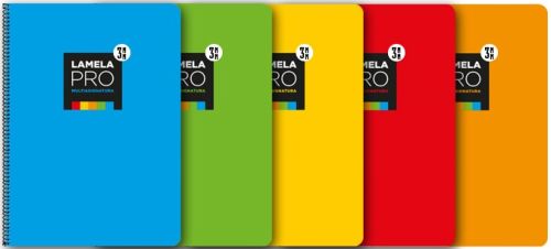 Pack 5 cuaderno espiral fº lamela Pro 100h 90g 3mm cuadrovia tapa extradura colores surtidos