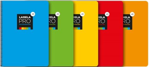 Pack 5 cuaderno espiral fº lamela pro 100h 90g 4mm cuadrovia tapa extradura colores surtidos