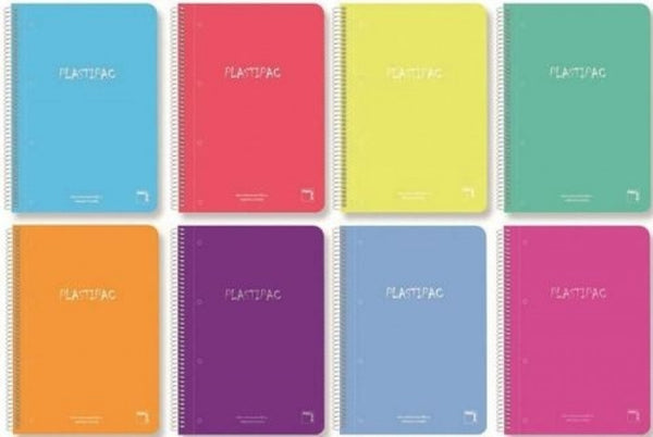 Paq/4 cuaderno espiral a4 100h 90g. cuad.5x5+greca microperforado plastipac t.polipropileno