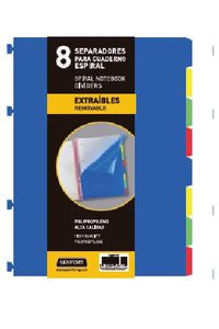 Bolsa separadores removibles a4 extra-fuerte 8 pestañas para notebook