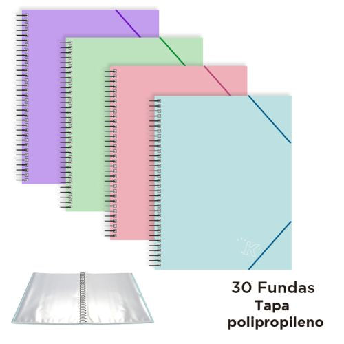 C/4 CARPETA 30 FUNDAS PASTEL C/GOMA REGALO SEPARADORES EXTRAIBLES
