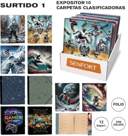 C/10 CARPETAS CLASIFICADORAS DECORADO CHICO SURTIDO