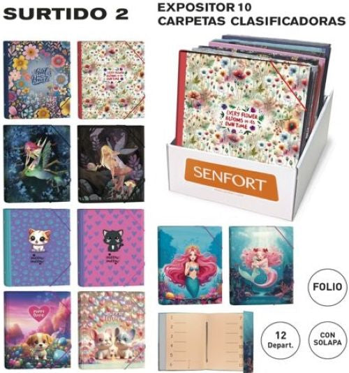 C/10 CARPETA CLASIFICADORAS DECORADO CHICA SURTIDAS