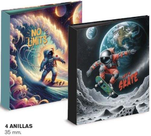 CAJA 2 CARPETAS 4 ANILLAS SPACE SURTIDAS