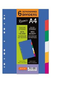 BOLSA SEPARADORES A4 EXTRA-FUERTE 6 PESTAÑAS MULTITALADRO