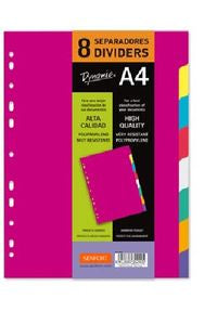 BOLSA SEPARADORES A4 EXTRA-FUERTE 8 PESTAÑAS MULTITALADRO