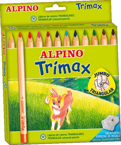 ESTUCHE 12 LAPICES COLORES ALPINO TRIMAX JUMBO