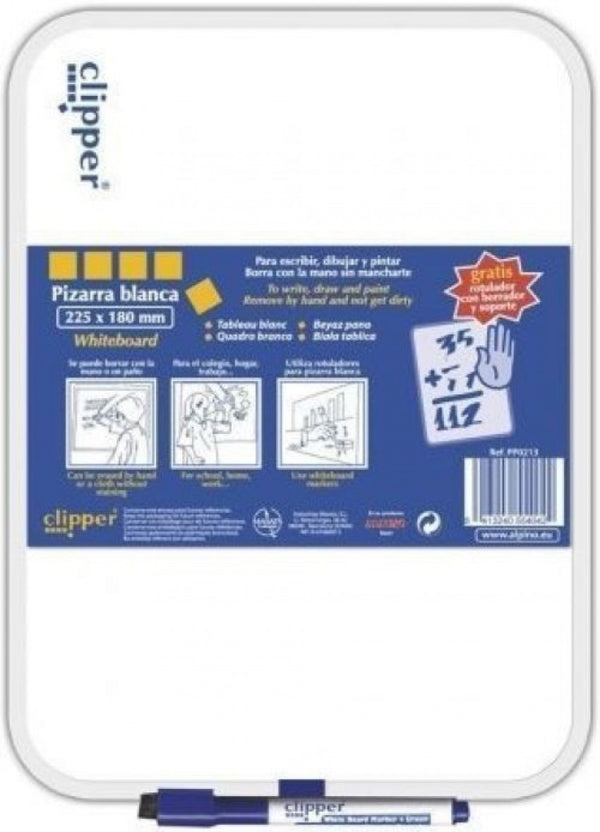 Pizarra blanca clipper 22.5x18cm con rotulador y borrador