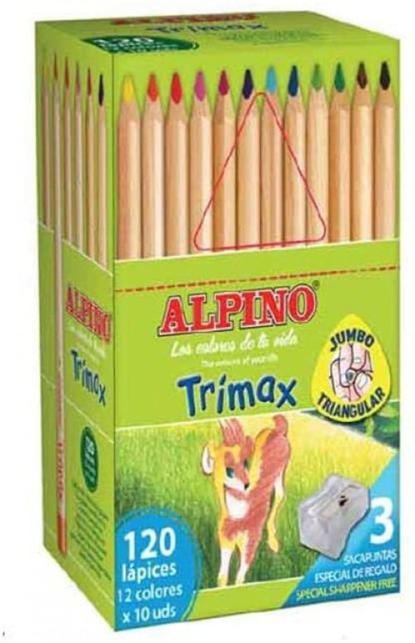 Pack 120 lapices colores alpino trimax 10 lápices X 12 colores